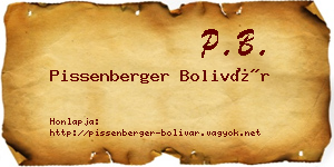 Pissenberger Bolivár névjegykártya